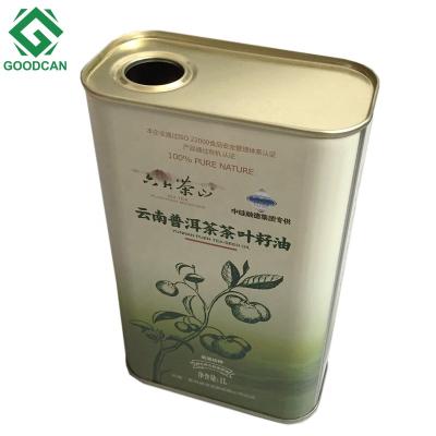 China Edible Oil Tinplate Material Food Grade Metal Olive Oil Storage Container Can 1liter for sale