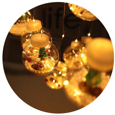 China Indoor Outdoor Hanging Waterproof Battery Operated Fairy String Lights Christmas Ball Snowman Window Curtain Decor Light for sale