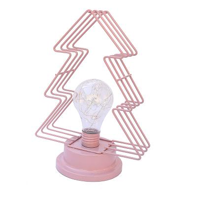 China Modern Factory Metal Custom Pink Frame Table Lights Christmas Tree Decorated Night Geometric Modeling Lights for sale