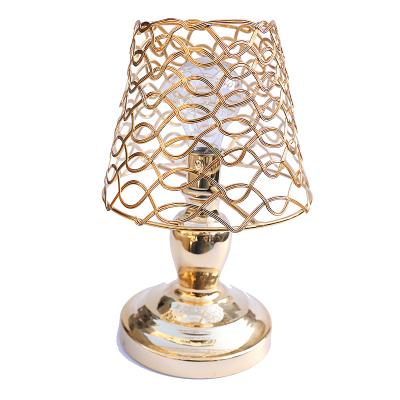 China Factory Middle East Ramadan Classic Golden Metal Decorative Table Lamp Bedroom And Modern Festival LED Night Battery Operated Lamp for sale