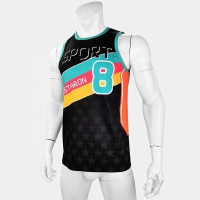 China Wholesale HOSTARON Antibacterial Men Loose Custom Printing Sportswear Suit Basket Ball Training Tank Tops for sale