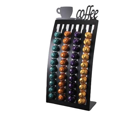 China Hot Sale 40pcs Viable Black Color Standing Iron Nespresso Coffee Capsule Holder for sale