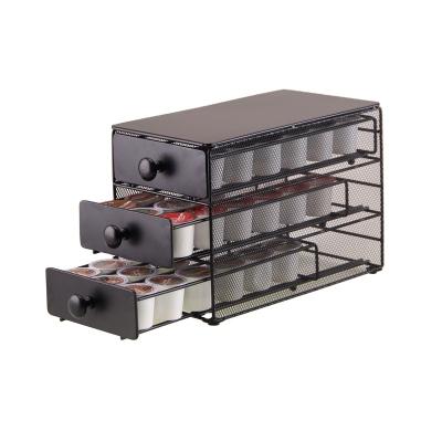 China Sustainable 3 Tier Coffee Capsule Drawer Coffee Pod Storage Eco - Friendly Rack for sale