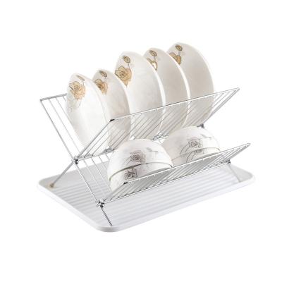 China 2021 Sustainable Popular Products Metal Kitchen Dish Rack Single Layer Drainer Folded Dish Rack for sale