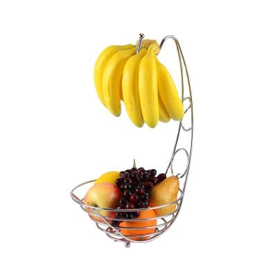 China Contemporary wholesale fashion metal wire fruit basket with banana holder for sale