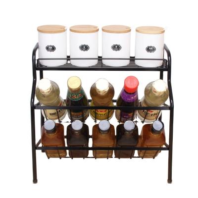 China Wholesale Kitchen Metal Adjustable Three Layer Bottle Spice Rack Organizer for sale