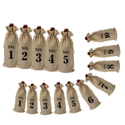 China Eco-friendly Custom Drawstring Bag Logo Sublimation Printing Numbers Single Wine Bottle Holder Display for sale