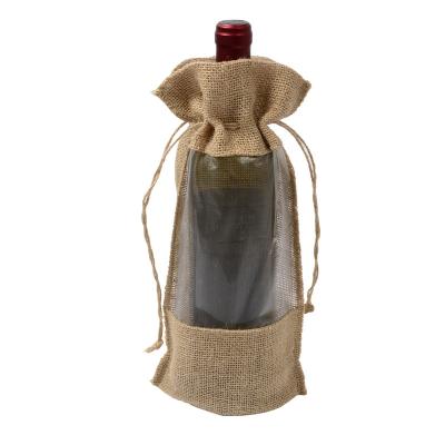 China Small Reusable Mesh Net Bag Wine Bottle Drawstring Bag Eco-Friendly Wholesale Transparent Gift Bag Stand Half Bags Drawstring for sale