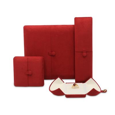 China Wholesale Custom Made Deerskin Leather Red Color Factory PU Jewelry Box PU Leather Box For Ring for sale