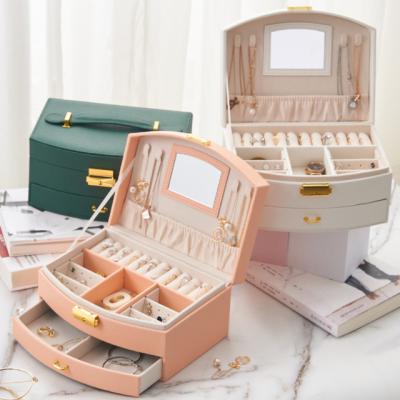 China PU Leather Price Custom Jewelry Box EXW Jewelry Storage Box Travel Leather Box for sale