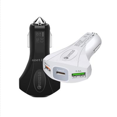 China Car Charging QC 3.0 USB Port PD Type 1 Cell Phone/Camera/PDA/MP3 Dual C Charger For Car for sale