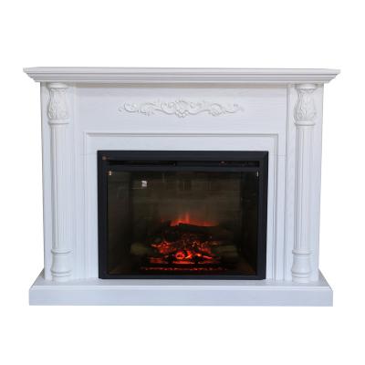 China Durable Classic Solid Wood Carved 50 Inch White Electric Fireplace for sale