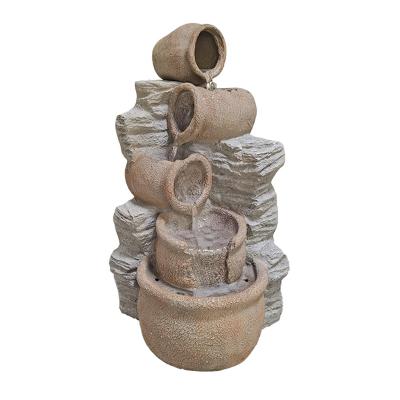 China Modern Decorate Outdoor Garden Jug Stone Multilayer Water Fountain for sale