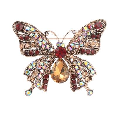 China Trendy Fashion Butterfly Rhinestone Brooch Pins for Women Jewelry Accessories for sale