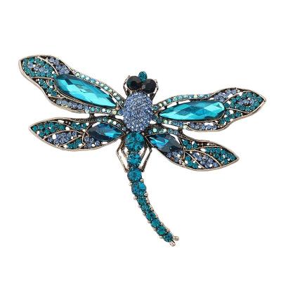 China Trendy New Fashion Rhinestone Dragonfly Brooch Pins For Women Clothing Jewelry Accessories for sale