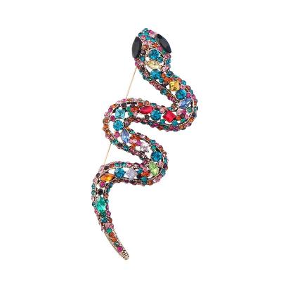 China Trendy Fashion Exaggeration Rhinestone Snake Brooch Pins for Women Animal Clothing Jewelry Accessories for sale