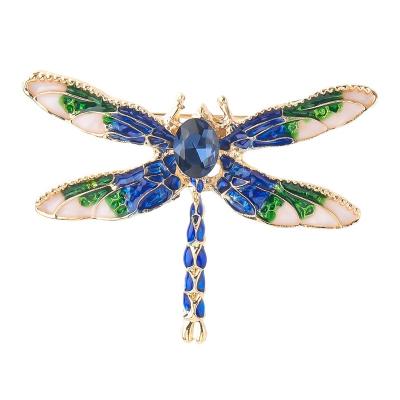 China Trendy New Fashion Rhinestone Jewelry Drop Oil Dragonfly Brooches Pins For Women Clothing Accessories for sale