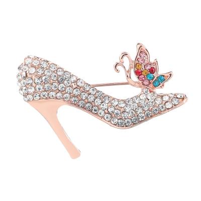 China Trendy New Fashion Jewelry Rhinestone Butterfly Pumps Brooch Pins For Women Clothing Accessories for sale