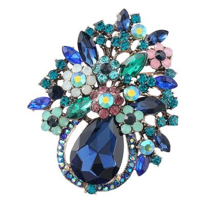 China Trendy/Luxury Fashion Luxury Full Rhinestone Flower Brooch Pins Clothing Jewelry Accessories For Women for sale