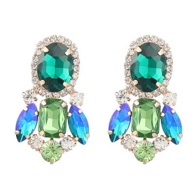 China TRENDY Fashion Luxury Flash Rhinestone Geometric Earrings For Women Party for sale