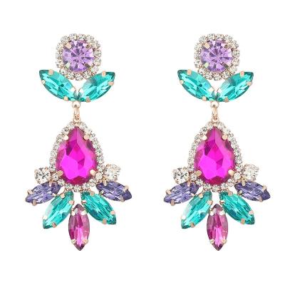 China TRENDY 2022 New Fashion Luxury Multi Rhinestone Earrings For Women Party Geometry Pendant Jewelry for sale