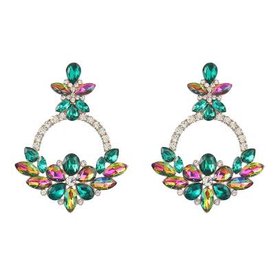 China TRENDY Fashion Luxury Multi Rhinestone Flower Shape Pendant Earrings For Women Party for sale