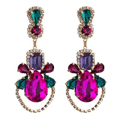 China TRENDY Fashion Exaggeration Rhinestone Geometric Earrings Acrylic Pendant Earrings For Women for sale