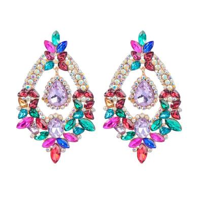 China TRENDY Fashion Simple Water Drop Rhinestone Geometric Pendant Earrings For Women for sale