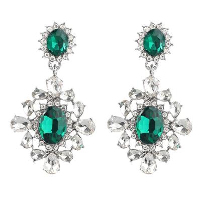 China TRENDY New Fashion Geometric Flower Pendant Rhinestone Earrings For Women for sale