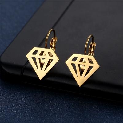 China Punk Luxury Fashion Jewelry Women Earrings  Stainless Steel 18K Gold plated Butterfly Diamond Shape Pendant Earrings for sale