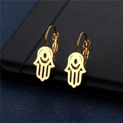 China Cute Luxury Earrings Women Stainless Steel 18K Gold Plated Flower Bear Pendant Earrings Jewelry for sale