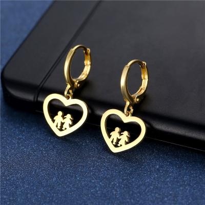 China Punk Simple Fashion Stainless Steel 18K Gold Plated Heart Shape Pendant Earrings For Women Jewelry for sale