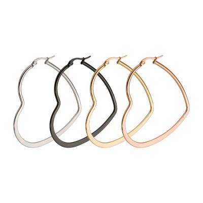 China Punk Stainless Steel Large Heart Hoop Multicolor Earrings For Women for sale