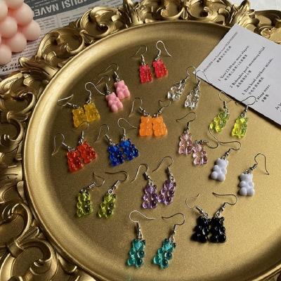 China Cute Creative Cute Candy Color Bear Resin Pendant Earrings for sale