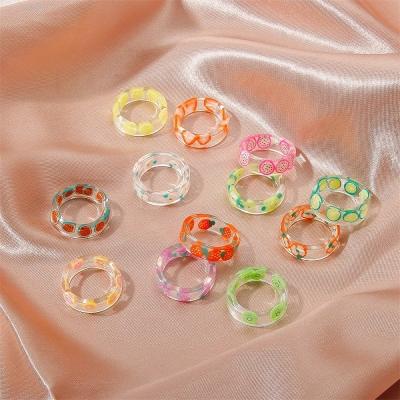 China High quality New Fruit Grape Strawberry Geometric Resin Ring For Women for sale