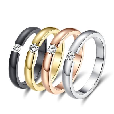 China Simple Stainless Steel Ring for Women Simple Crystal Ring for sale