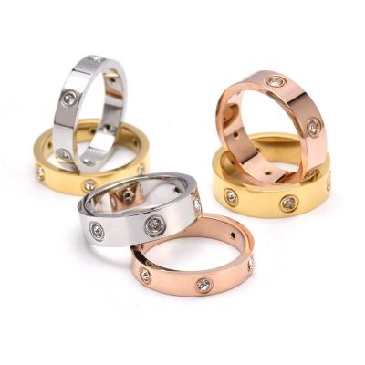 China TRENDY Simple Fashion Stainless Steel Zircon Ring For Women Jewelry Accessories Couple Ring for sale