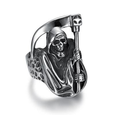 China Punk Retro Street Titanium Steel Skull Men Ring Casting Fashion Jewelry Ring for sale