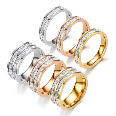 China TRENDY Stainless Steel Zircon Unisex Ring Fashion Jewelry Wedding Ring For Couple for sale