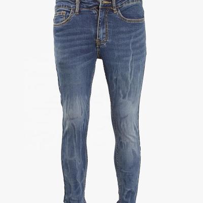 China SUNHOUSE Breathable Deep Blue Floral Wash Craft Flame Soul Heavy Jeans For Men With Narrow Leg Stretch for sale