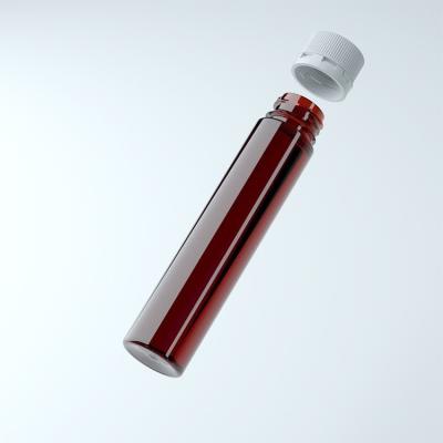 China Leak Proof 25mlPlastic Pharmaceutical Tubular Oral Liquid Bottle With Cap Tamper Proof Amber Liquid Tubular Vial Bottle PET For Oral Liquid for sale