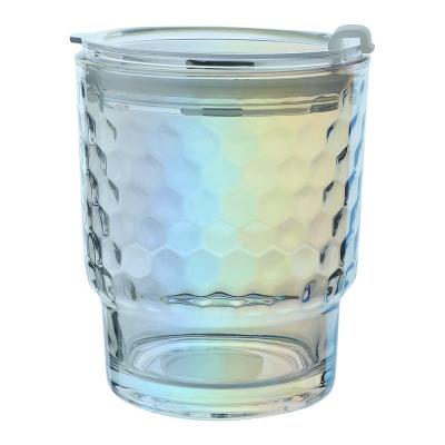 China Morden Luxury Glare Glass Mug With Lid Portable Portable Straw Cup Coffee Mug Home for sale