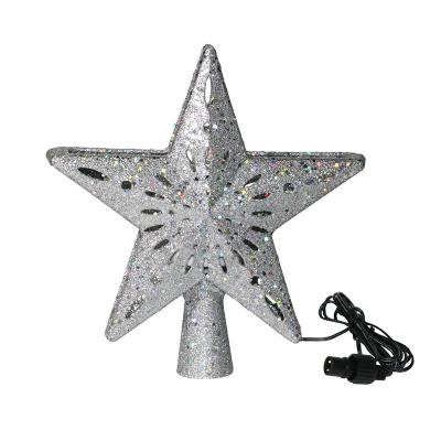 China 0Â ° - 180Â ° Silver Glitter Star Topper Projector with Rotating Snowflake Projection for Indoor Christmas Tree Decor for sale