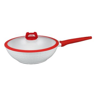 China Home Kitchen Wok Chinese Long Handle Wok With Heat Insulation Handle With Lid for sale