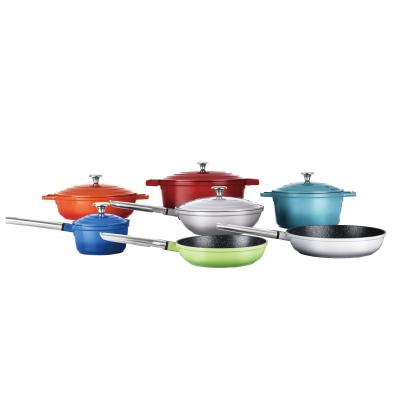 China Shop Viable Material Aluminum Alloy Wok Pan Soup Pot Kitchen Combination Set for sale