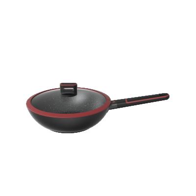 China Nature Viable Series OEM BESCO Cast Aluminum Professional Non-Stick Cast Aluminum Wok Stir Fry Wok Final Saute Pan with Lid Induction Compatible for sale