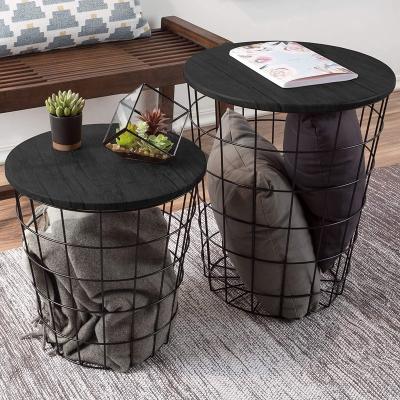 China (Others) Adjustable Nesting End Tables With Storage (Black) For Living Room Bedroom for sale