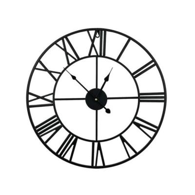 China Round Metal Hanging Wall Clock 20in Modern Decorative Antique Style Large For Living Room Farmhouse Kitchen Home Decor for sale