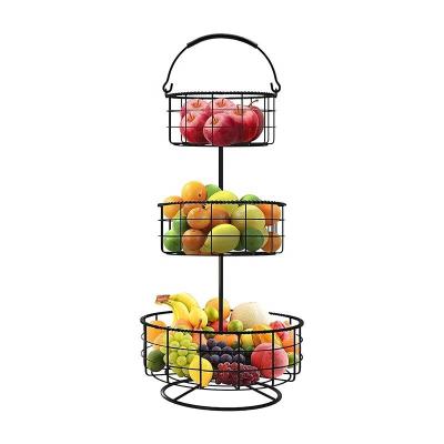 China Sustainable 3-Tier Countertop Fruit Basket Holder Metal for sale