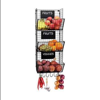 China Sustainable Kitchen Fruit Storage Baskets 3 Tier Hanging Wall Mounted Shelf for sale